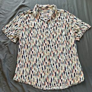A-Frame Printed Button Down Short Sleeve Shirt